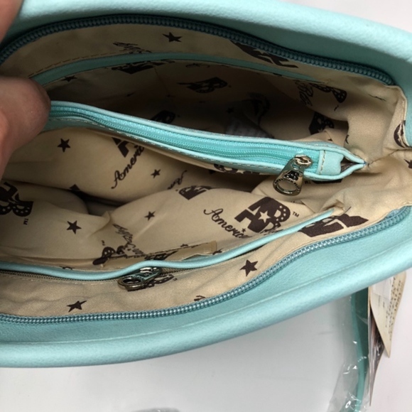 American Bling Concealed Carry Crossbody Purse & Wallet Set - Western Patchwork Design, Medium Size, Coffee Color - View #8